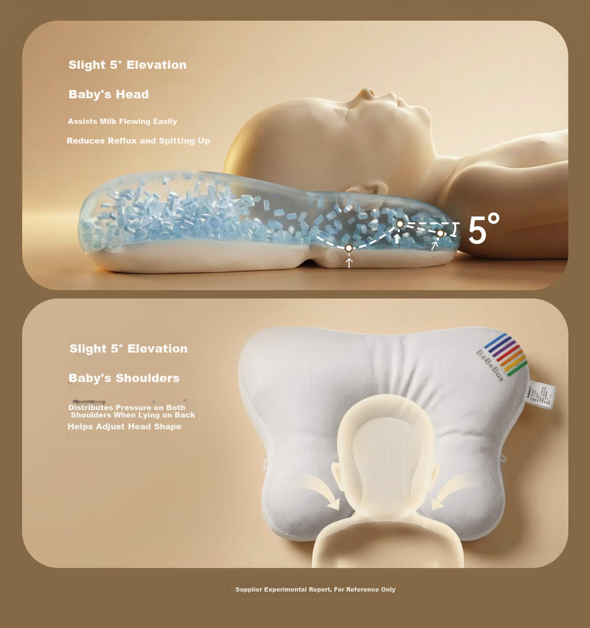 Bebebus Butterfly Baby Shaping Pillow for Round Head Sleep 0-6-12 Months Newborn Head Correction Neck Support Baby Pillow White 26