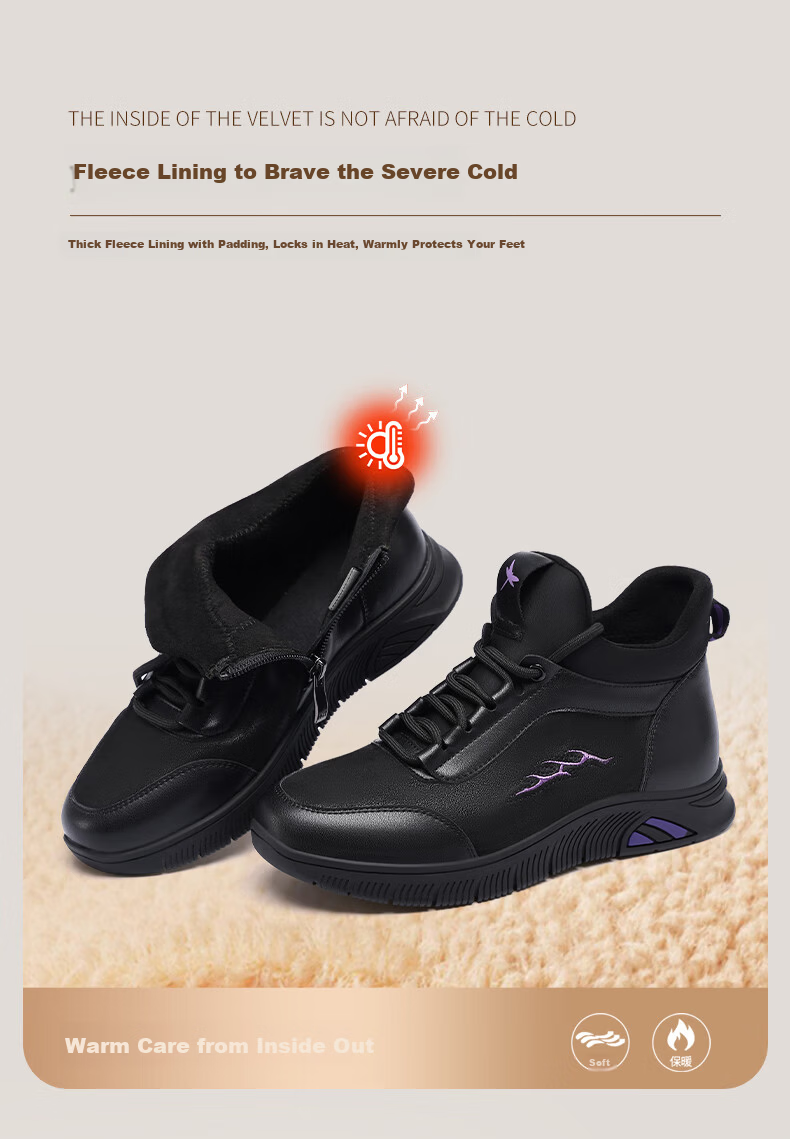 Red Dragonfly Women's Fleece-Lined Warm Sports Shoes Casual Mom Shoes Lightweight Travel Shoes WXC444291 Black Size 40 5