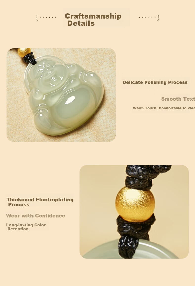 GLTEN Maitreya Buddha Hetian Jade Pendant Necklace for Women Birthday Gift Lightweight Luxury Unique for Girlfriend Wife Mom 8