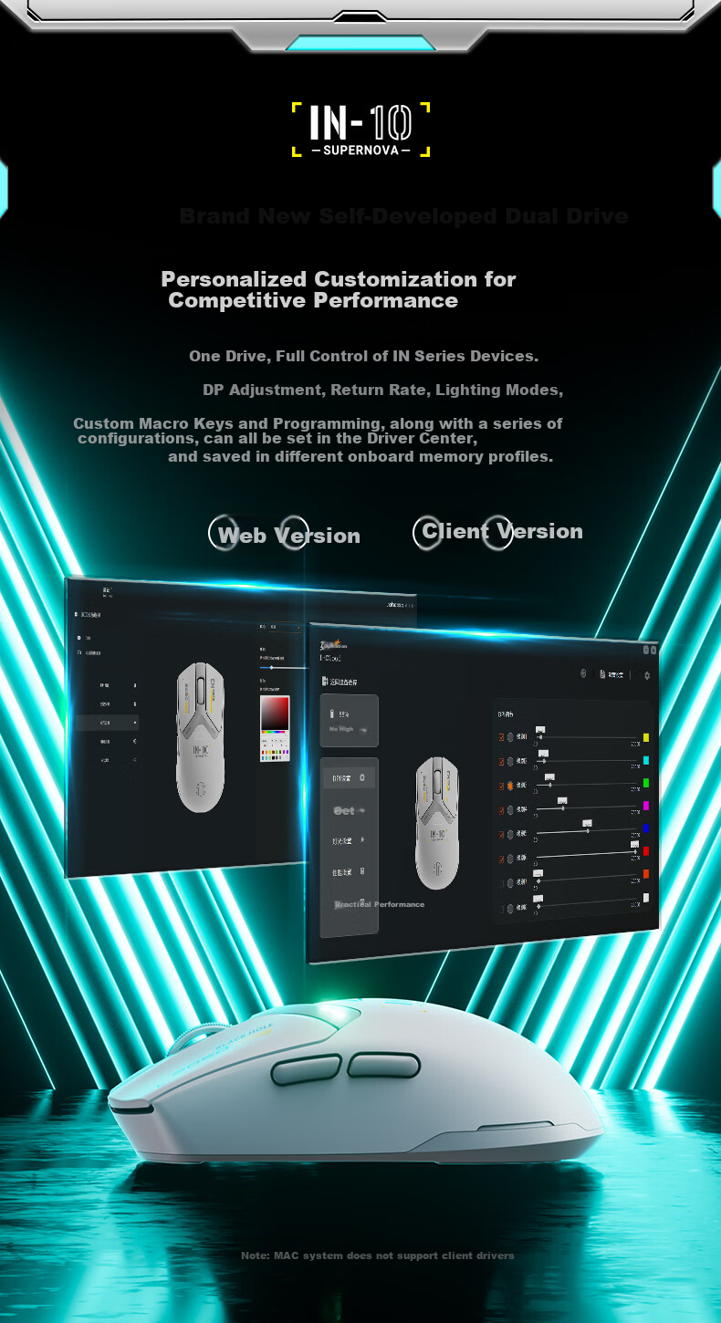 INPHIC IN10 Wireless Gaming Mouse, Wired Bluetooth Tri-Mode PAW3395, Lightweight for Small And Medium Hands, E-Sports, 26k DPI/8K Polling Rate, Huanuo Yi Csgo, Black 12