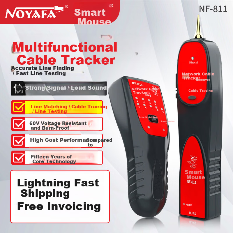 Smart Mouse NF-811 Cable Tracker Kit for Four-Core Network Cable, 60V Voltage Resistant Wiring Assistant Tester