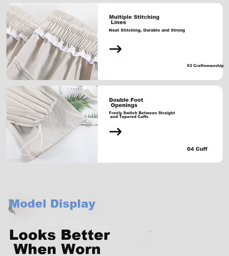 Borui Women's Slant Pocket Cargo Pants 2026 New Spring Summer Thin Sun Protection Quick-Dry Casual Ice Silk Sports Pants 19