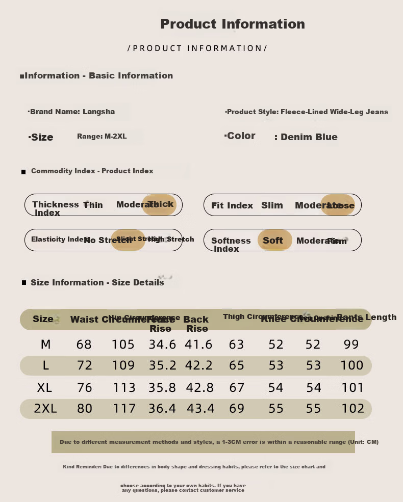 Langsha Women's Wide-Leg Jeans 2026 Spring Autumn High Waist Slim Loose Draped Raw Denim Blue Straight Pants 6