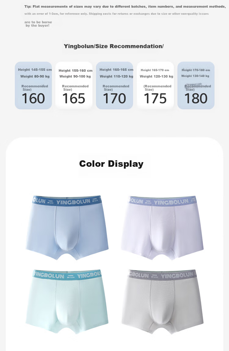 YING BO LUN Boys' Pure Cotton Boxer Shorts for Adolescents, 4-Pack, Model 10957 8