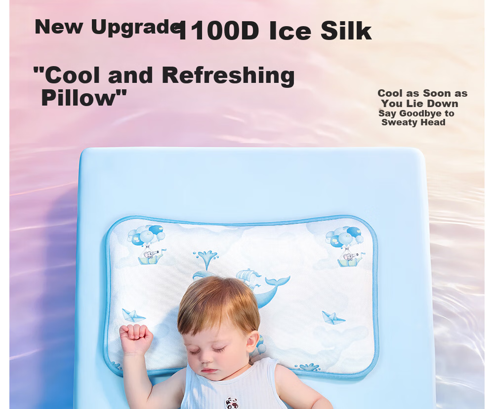 Beitaisi Children's Pillow, Summer Breathable Baby Ice Silk Cool Pillow, for Ages 3-6, Infant Kindergarten Pillow, Cloud Slice Pillow, Mushroom Farm 7