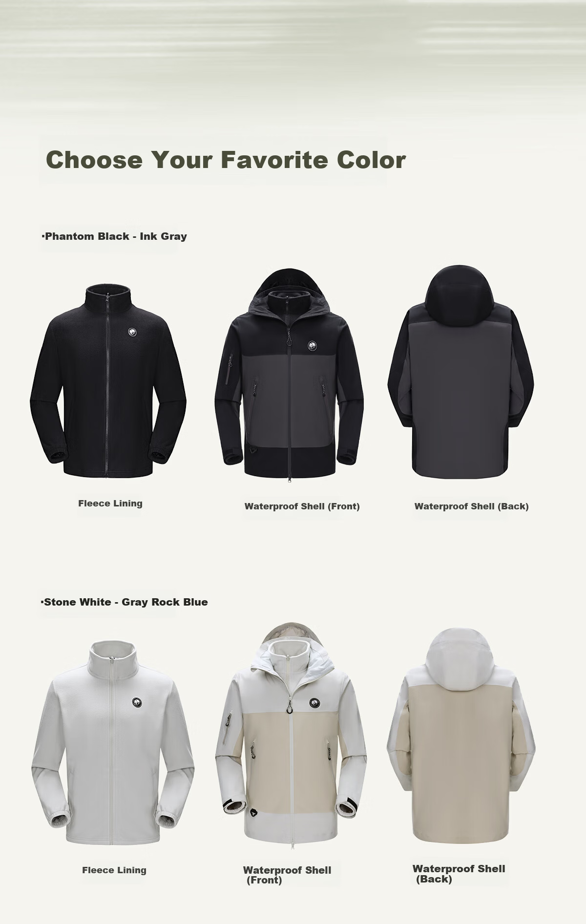 Panda [China Panda SE] 3-in-1 Men's Windproof and Rainproof Autumn Winter Hooded Mountaineering Jacket Women's 1613, XS 10