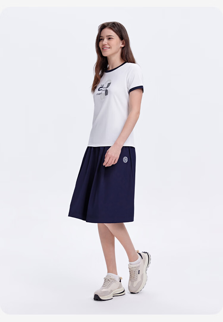 ELLE ACTIVE Versatile Letter Print Short Sleeve T-Shirt Women 2026 Summer Vibrant Colorblock Casual Sports Top White S 10
