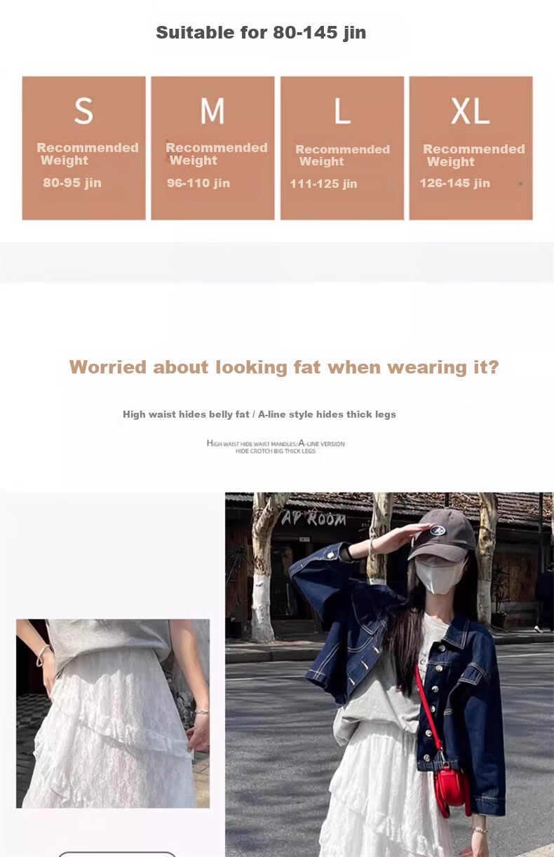 Langsha Lace High-Waist Mesh Puff Cake Skirt Women's Spring 2026 New Slimming A-Line Mid-Length Skirt 13
