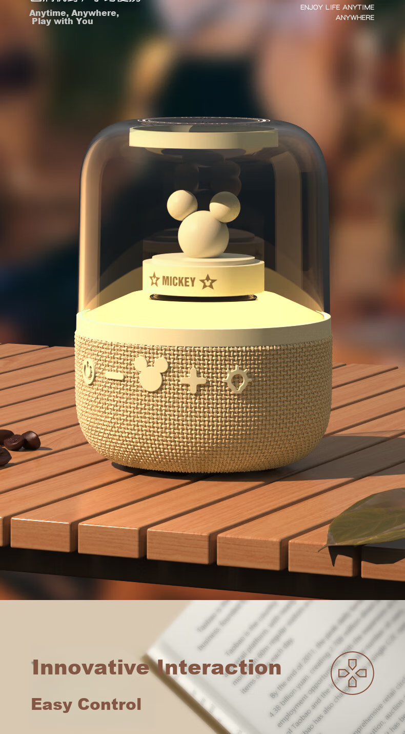 DISNEY Bluetooth Speaker Desktop Computer Ambient Light High-Quality Loud 360 Surround Stereo Minnie Gift for Boys and Girls 10