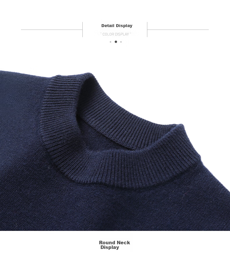 Hengyuanxiang Men's Thickened 100% Pure Wool Sweater Autumn Winter Mid-High Collar Warm Knitwear 7
