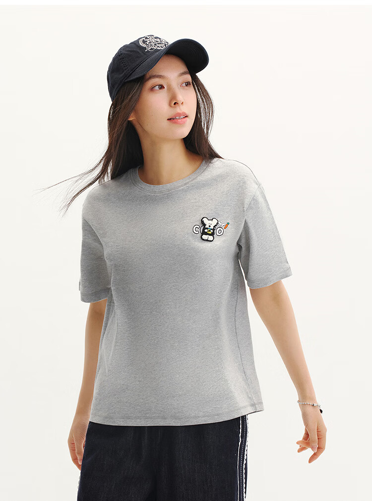 Semir BB Collaboration 100% Cotton Women's Short Sleeve T-Shirt 2026 Summer Breathable Loose Fit Crew Neck Top 109326100021 41