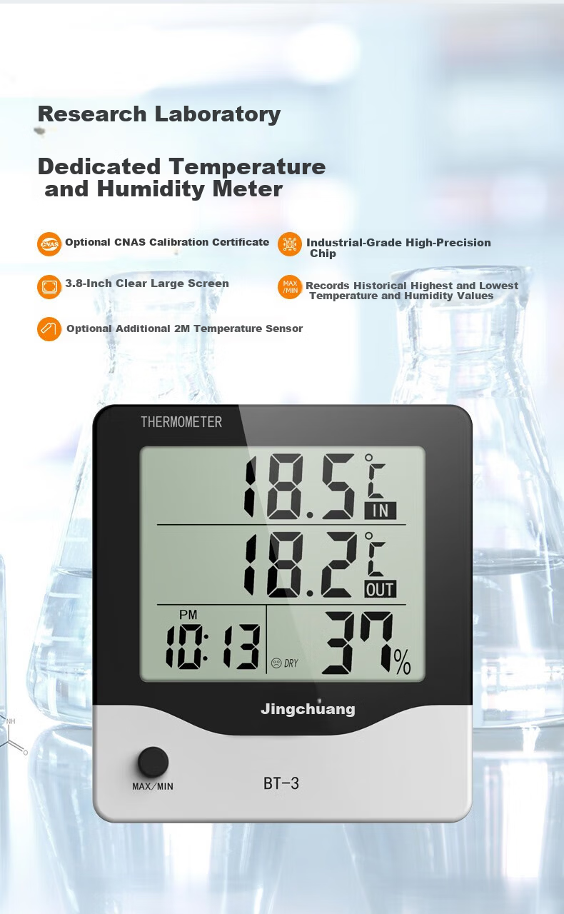 Elitech Laboratory Temperature and Humidity Meter Industrial Digital High-Precision Thermometer with Alarm BT-3-01 3