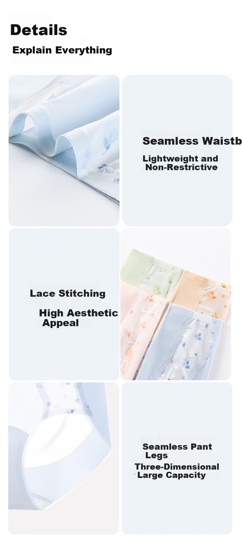 MiiOW Women's High-Waist Seamless Shaping Panties 10A Antibacterial Quick-Dry Comfortable Breathable Lace Printed Briefs 16