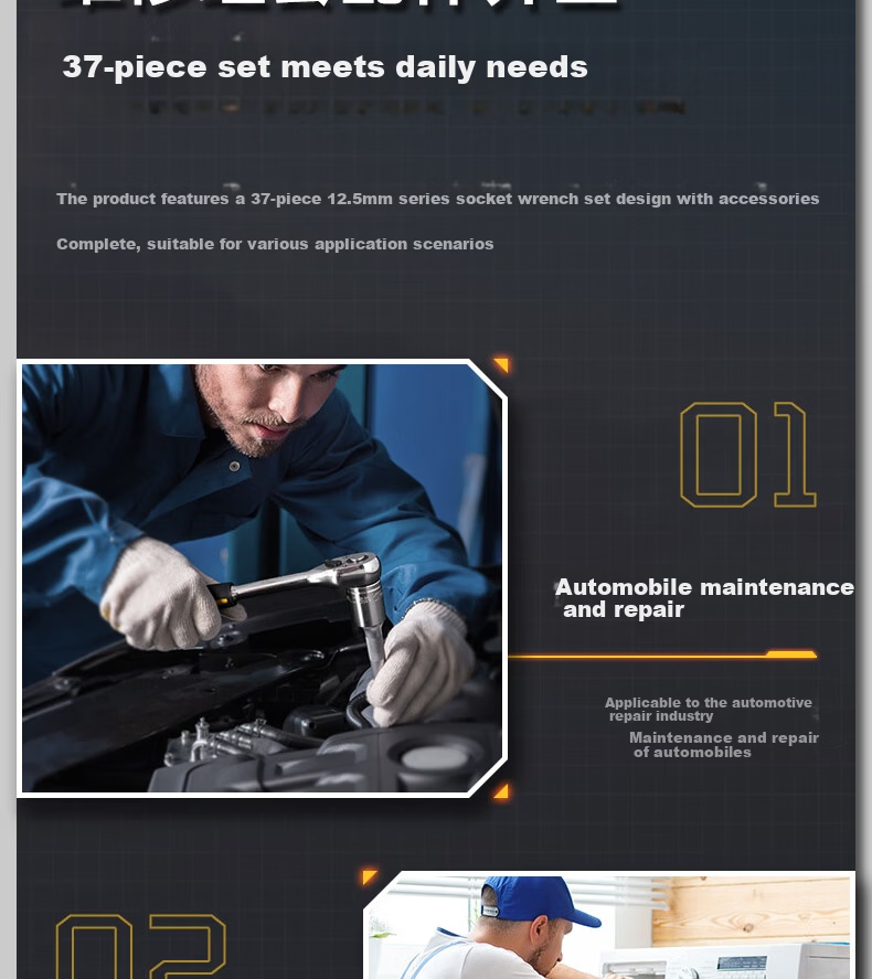 Deli 46-Piece Ratchet Socket Wrench Set Torque Wrench Repair Tool Kit 5