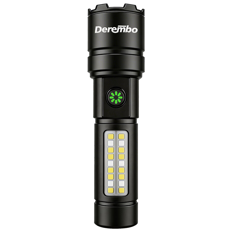 DEREMBO High Brightness Flashlight Zoomable Long Range Rechargeable Portable Outdoor Cycling Home Searchlight Emergency Light