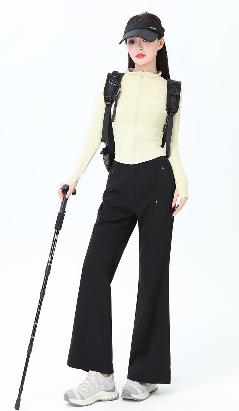 Langsha Paratrooper Work Pants Women Spring Summer High Waist Slight Flare Straight Leg Stretch Water-Repellent Casual Flared Hiking Trousers 22