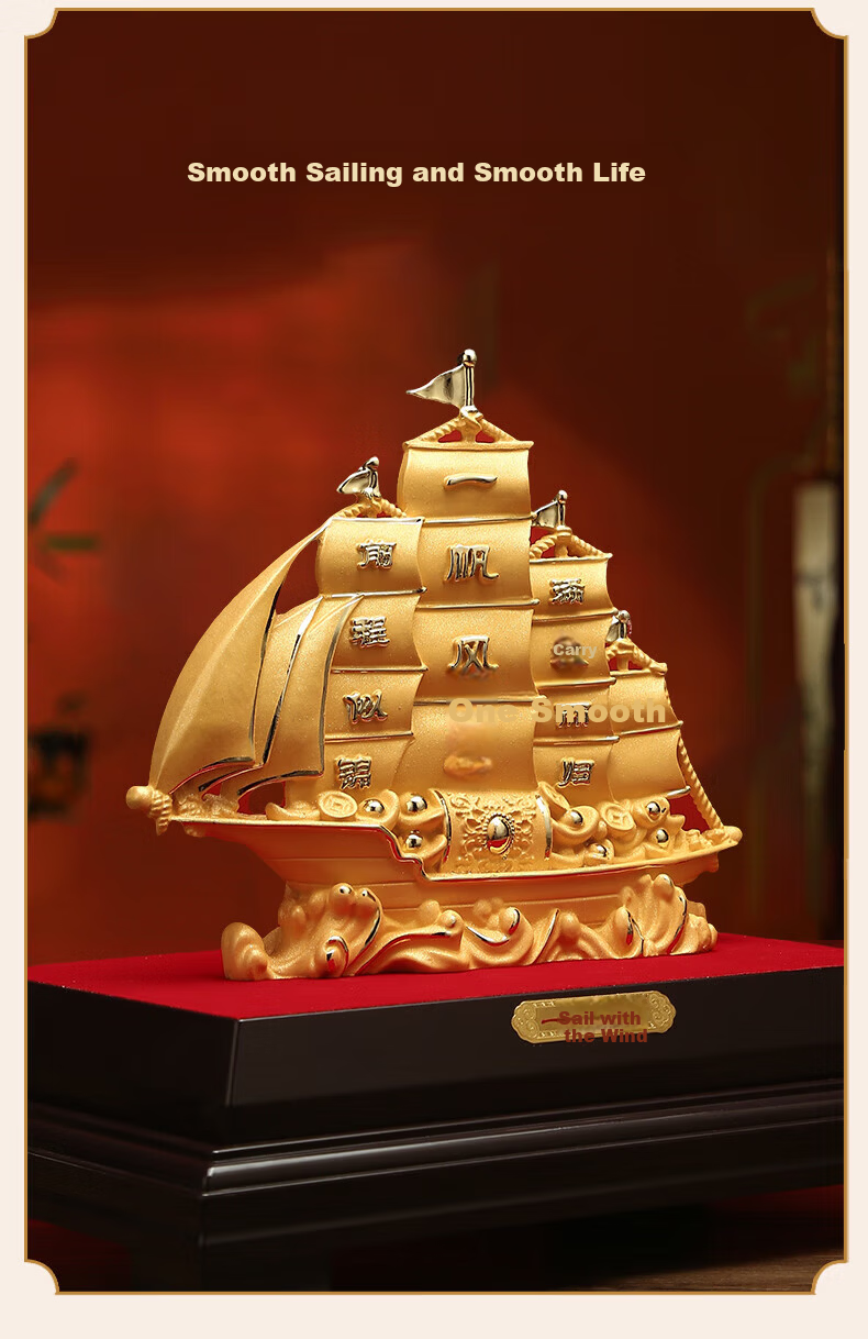 HUI XUAN LI Fortune Gold Dragon Fish Ornament Velvet Gold Moving House Opening Gift Living Room Entrance Office High-End Decorative Item 5