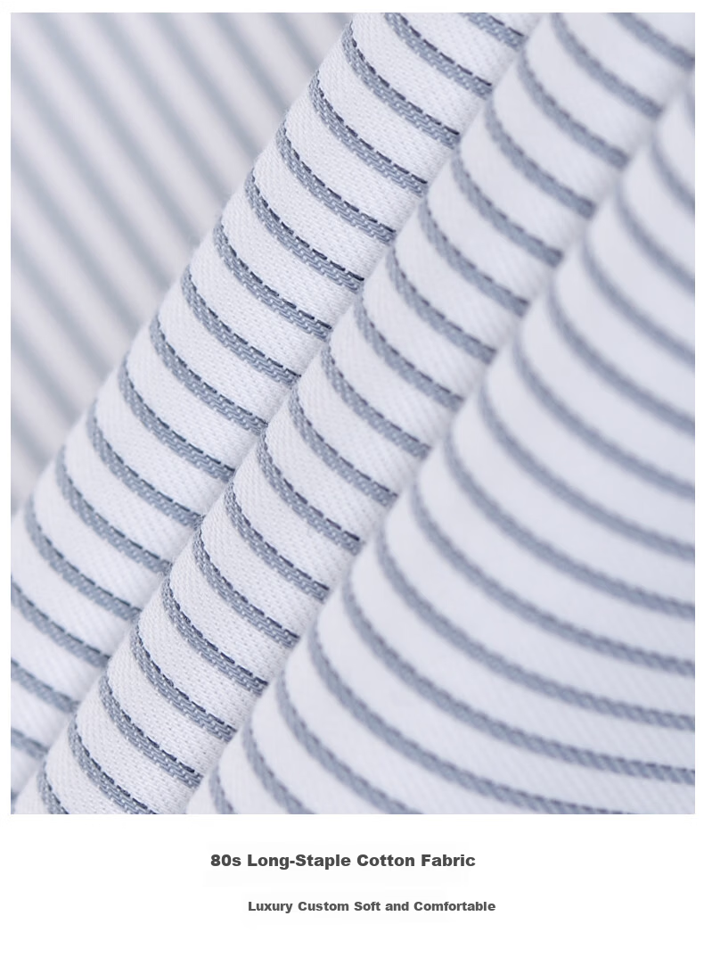 FIRS DP Non-Iron Dress Shirt Men Long Sleeve Casual Business Premium Long-Staple Cotton Gray Striped 40 5