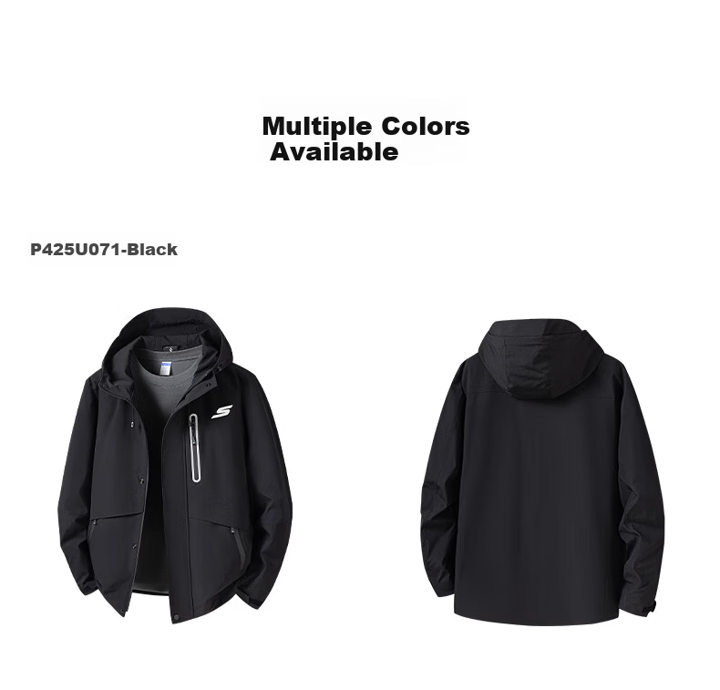 Skechers Men's Jacket 2026 Spring New Casual Hooded Warm Outdoor Water-Repellent Sports Windbreaker 13