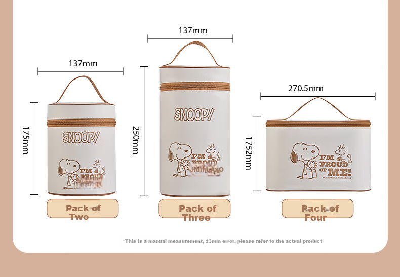 SNOOPY Insulated Lunch Box Bag Portable Thermal Cooler Bento Bag for Students and Office Workers 4-Layer Storage 13