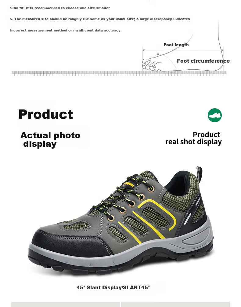LAOGUANJIA Men's Breathable Durable Hiking Steel Toe Safety Work Shoes Anti-Smash Anti-Puncture Comfortable 551 Size 43 13