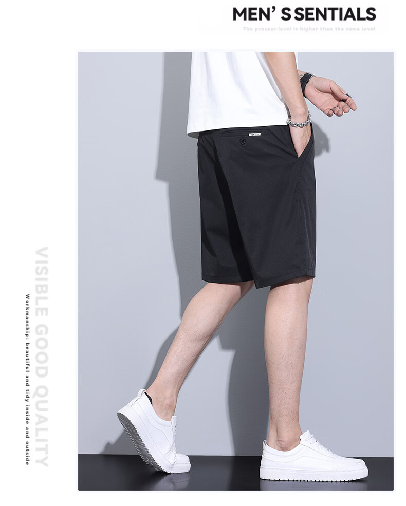 Pierre Cardin Men's Ice Silk Quick-Dry Cooling Sports Casual Shorts Black XL Father's Day Gift 22