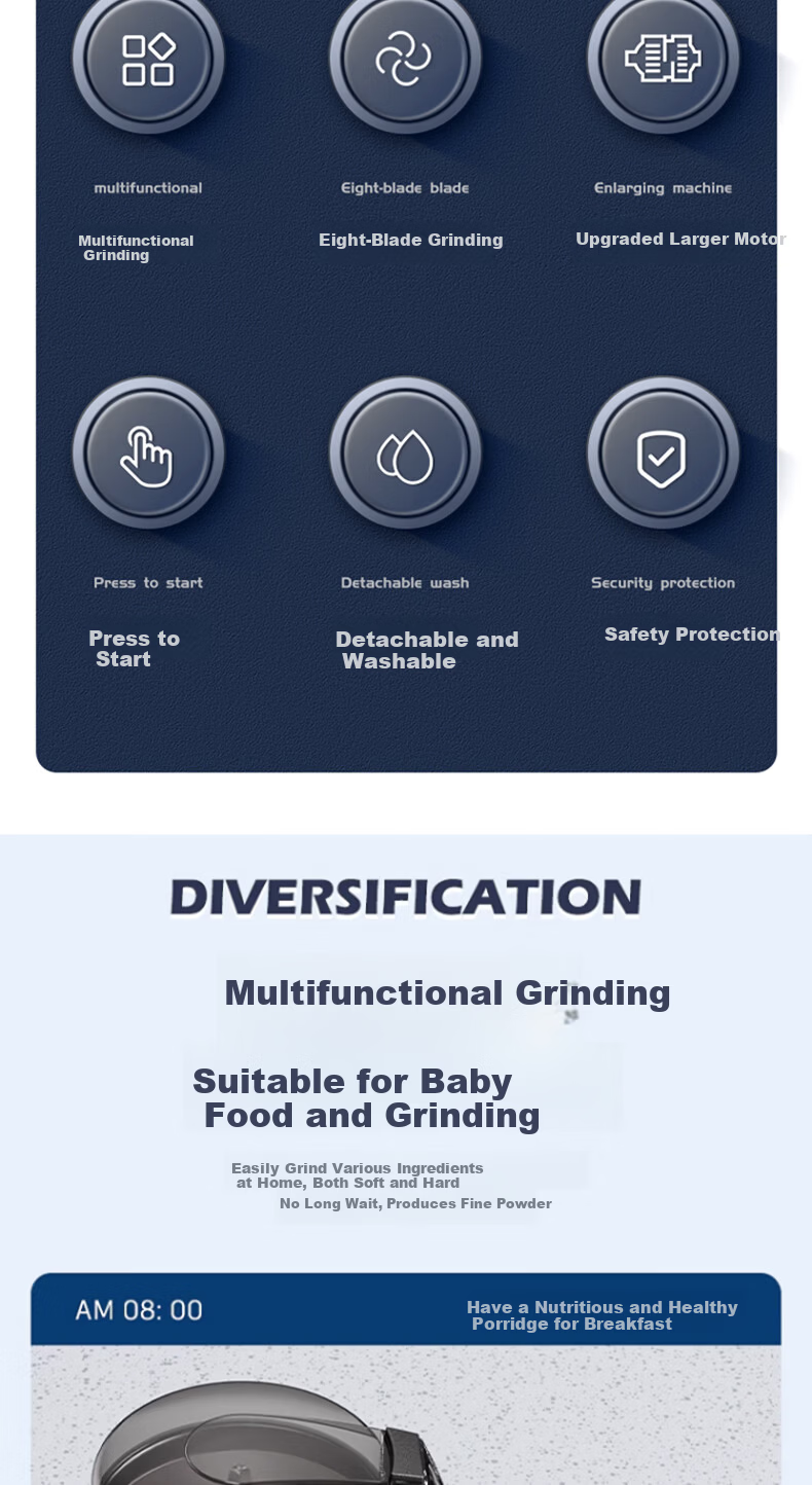 Jingmao Powder Grinder Ultra-Fine Grinding Machine Household Herbal Pulverizer Universal Electric Grain Crusher 3
