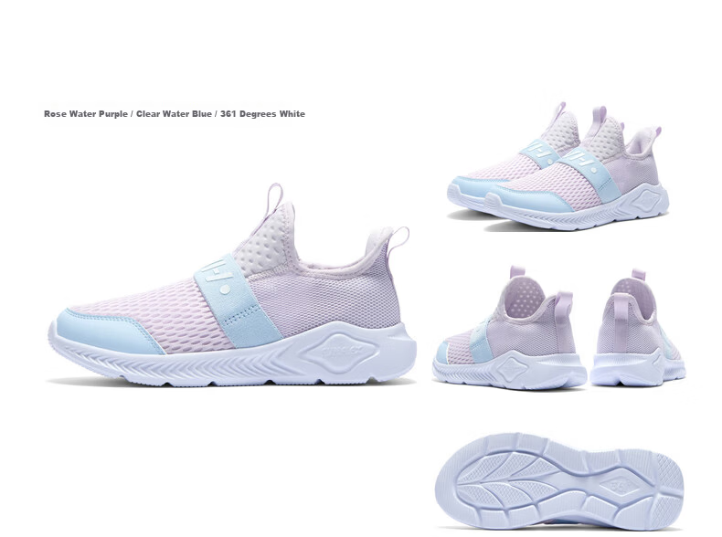 361° Children's Shoes, Kids' Sneakers Slip-On, Summer Boys And Girls Lightweight Breathable Laceless Running Shoes, Purple, Size 32 42