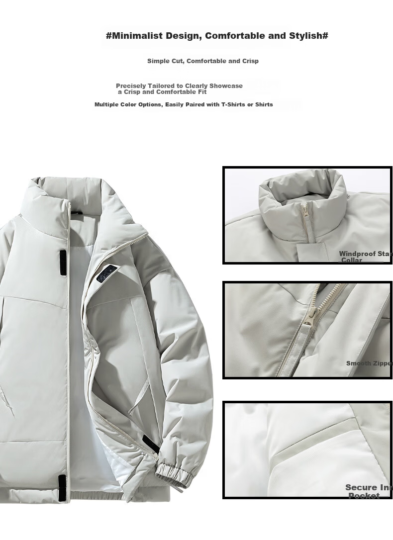 Mark Fairwhale Men's Thickened Cotton Padded Jacket Autumn Winter Warm Bread Cotton Coat Dark Coffee L 2
