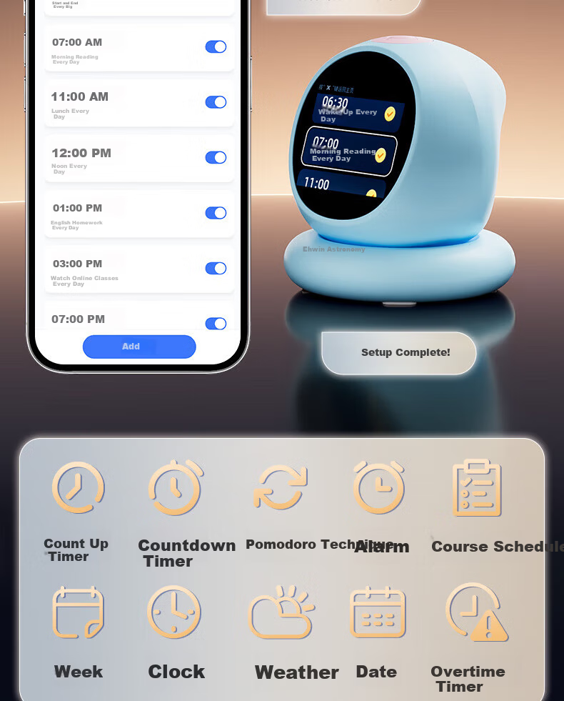 Wanhuo 61 Children's Day Gift for Girls High-End Birthday Gift Smart Alarm Clock 2026 New Student Wake-Up Device Bean Bag AI Learning Robot Time Manager 13