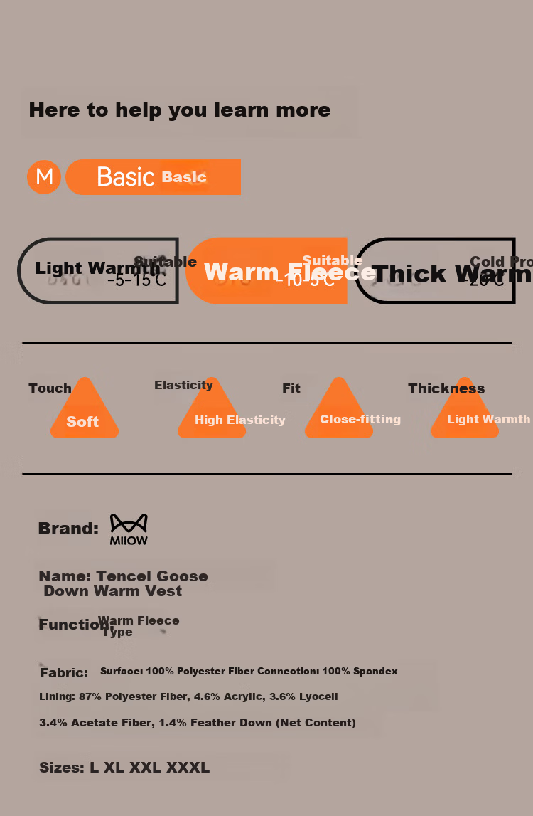 MiiOW 2-Pack Men's Thermal Vest with Goose Down and Tencel, Seamless Thickened Base Layer Top 13