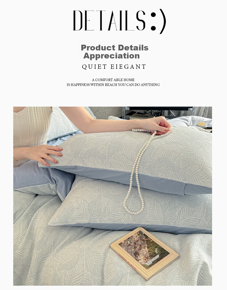 MUJI 100% Cotton Bedding Set 4-Piece Bed Linen Cotton Sheet Duvet Cover 200x230cm for 1.5/1.8m Bed 16