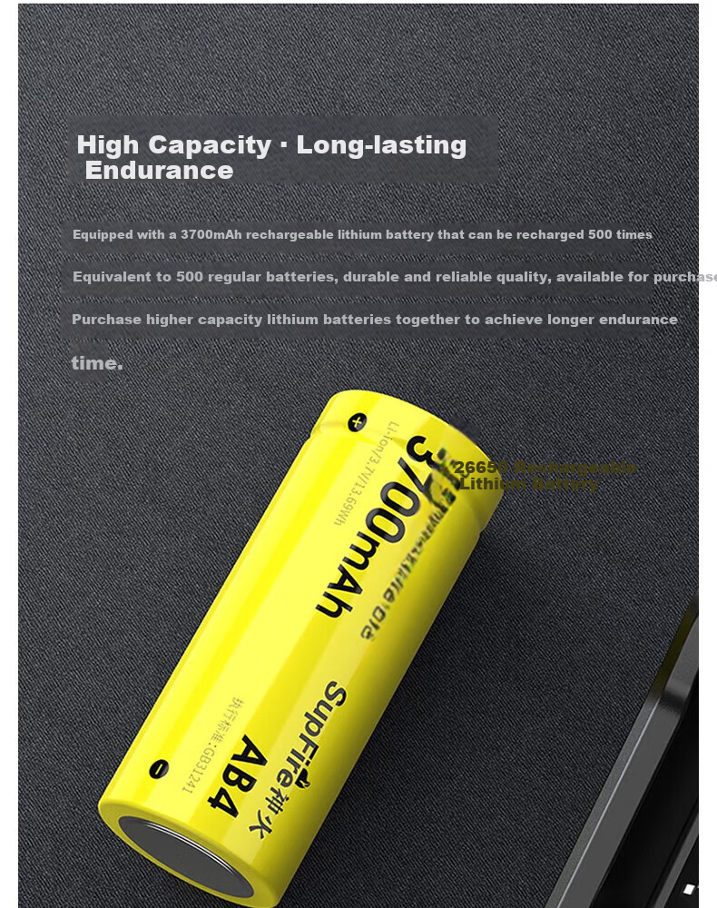 SupFire / Superfire L6 Series High-Power Flashlight; L6-XPE; 5W + 3700mAh 1