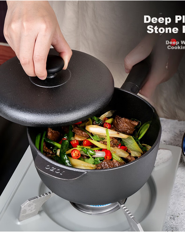 Jiu Zhu Gold Label 18cm Cast Iron Pot with Lid Small Stew Pot for One Person Iron Pot for Cooking Noodles and Rice Milk Pot Non-Coated Household Use 5