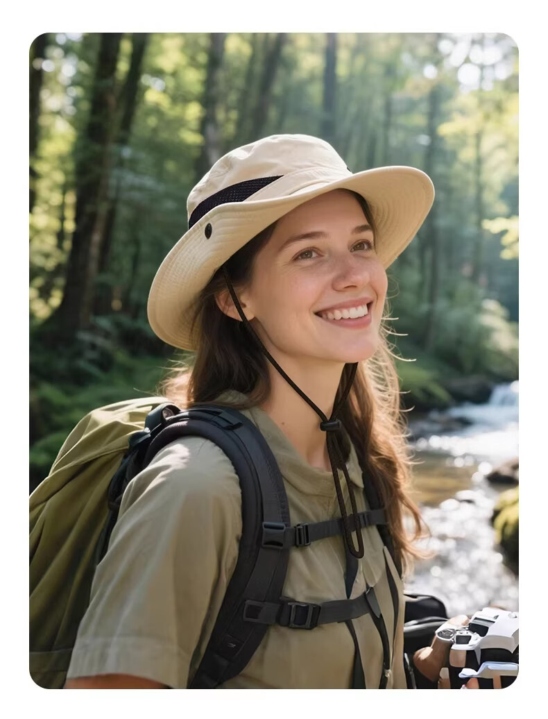 GOLOVEJOY Men's Breathable Fisherman Hat Wide Brim Outdoor Hiking Camping Sun Protection Army Green 16