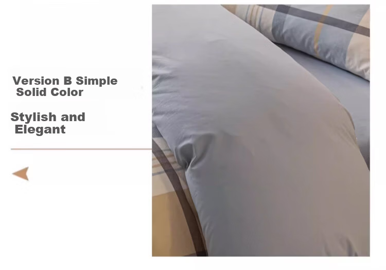MUJI 100% Cotton Four-Piece Bedding Set Antibacterial AB Version Double-Sided Sheet and Duvet Cover 200x230cm 1.5/1.8m Bed British Blue Plaid 7