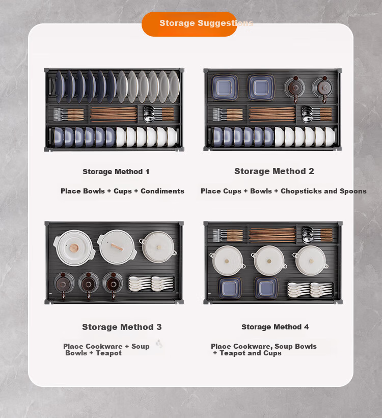 Cobbe Kitchen Pull-Out Aluminum Alloy Cabinet Drawer Double-Layer Dish and Utensil Storage Rack Spice Bowl Basket 9