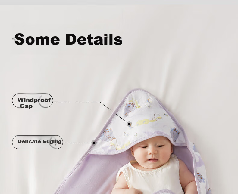 Babycare Newborn Cotton Swaddle Blanket Soothing Temperature-Regulating Delivery Room Infant Wrap Bubu Bear Moonlight Blue 90*90cm 23