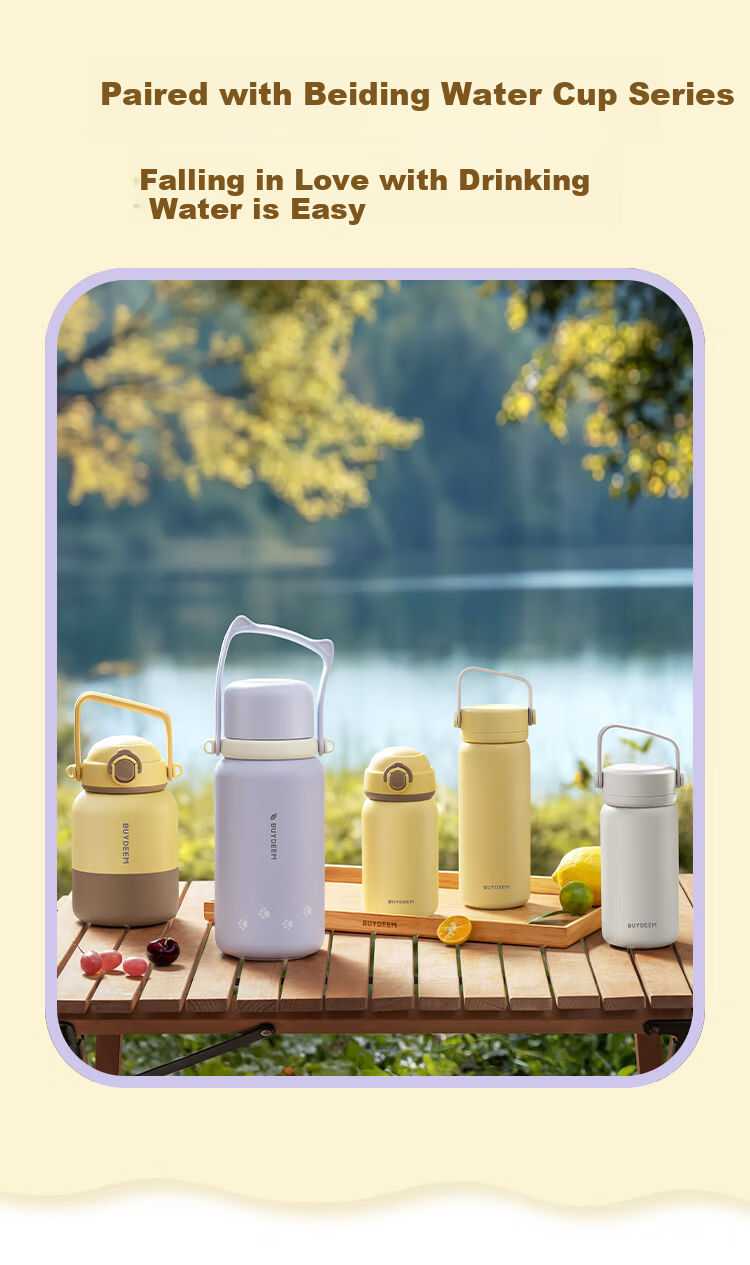 Buydeem Large Capacity Tea Infuser Thermos Bottle Tilted Cat Dual-Use Portable Water Bottle Gift 15
