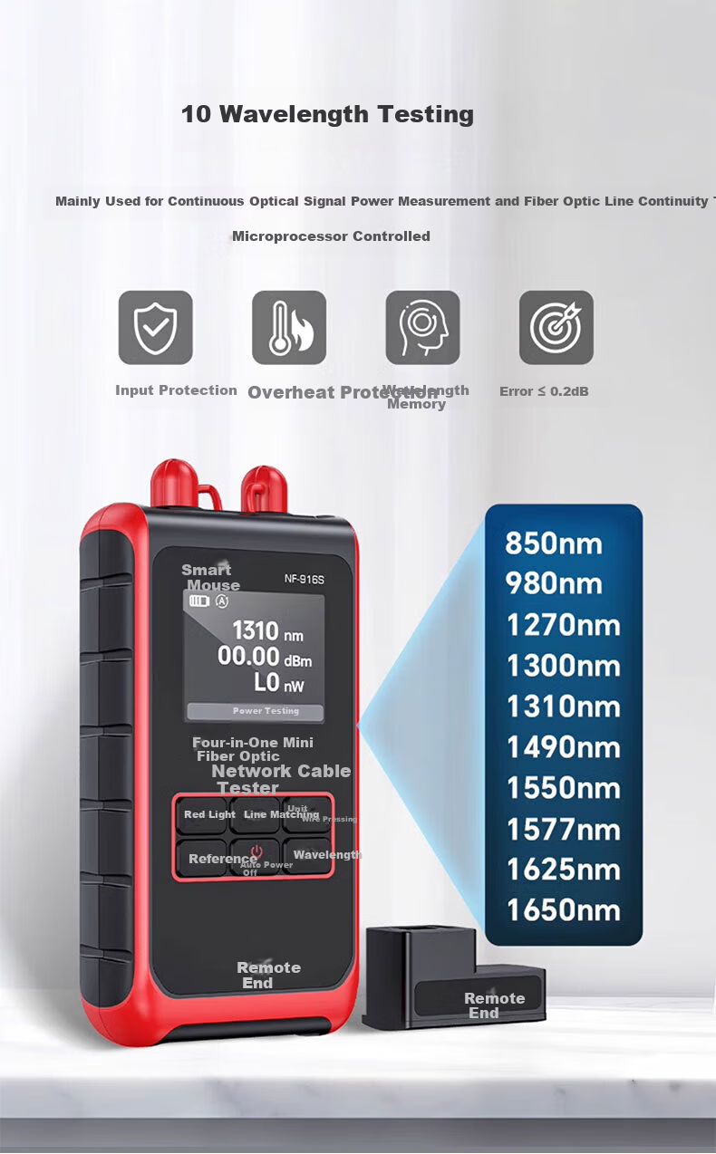 Smart Mouse NF-916S Optical Power Meter Red Light All-in-One Network Cable Tester Network Tester High-Precision Single-Head 3