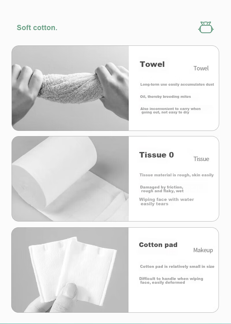 COTTON SHOOTS Disposable Cotton Facial Wipes Thickened Portable Pack 10 Sheets*1 Pack 2