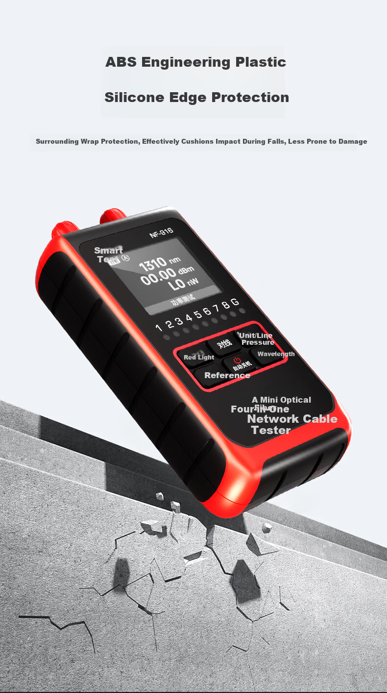 Smart Mouse NF-916 Mini Fiber Optic Network Cable Tester 4-in-1 2.5mm Optical Power Meter Red Light Pen 11