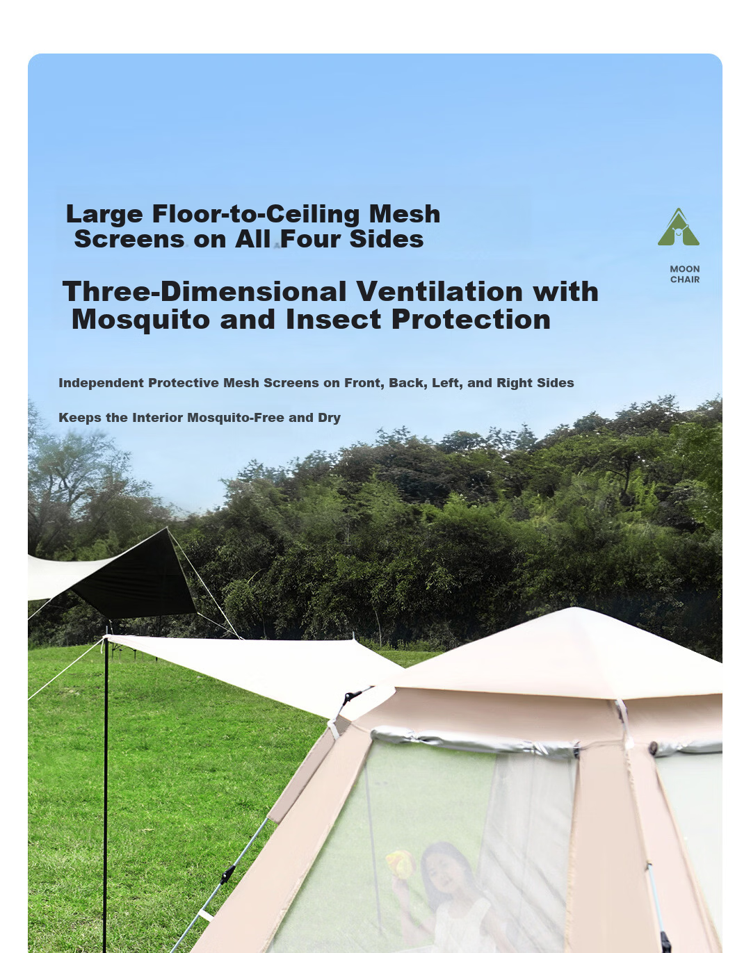 Deli Outdoor Camping Picnic Portable Blackout Tent Sunshade Rainproof Foldable Canopy 11