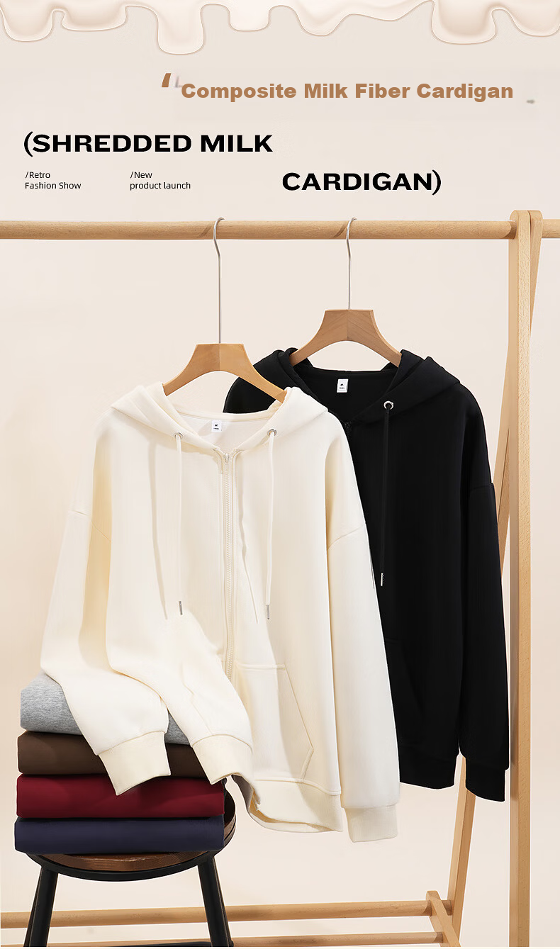 Jeanswest Women's Commuter Cardigan Hoodie Jacket Spring Autumn 2026 New Winter Fleece Thickened Sherpa Hooded Top 2