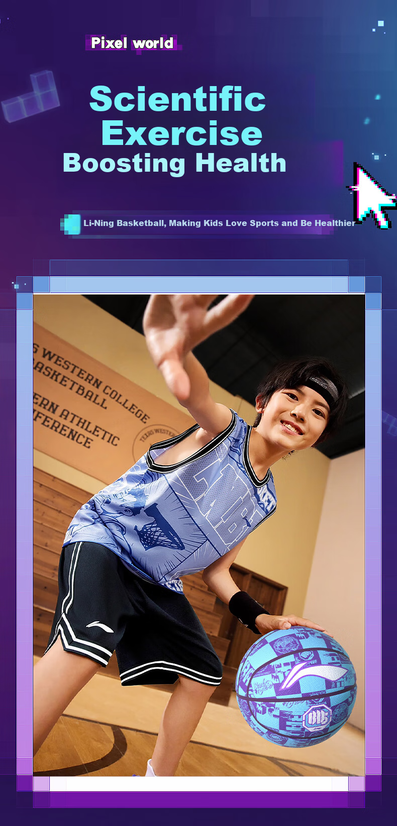 Li-Ning Basketball for Children, Size 7, Competition Grade, Indoor And Outdoor Use, Wear-Resistant, Suitable for Cement Courts, Elementary School Students, Teenagers And Adults, Training PU Basketball 16