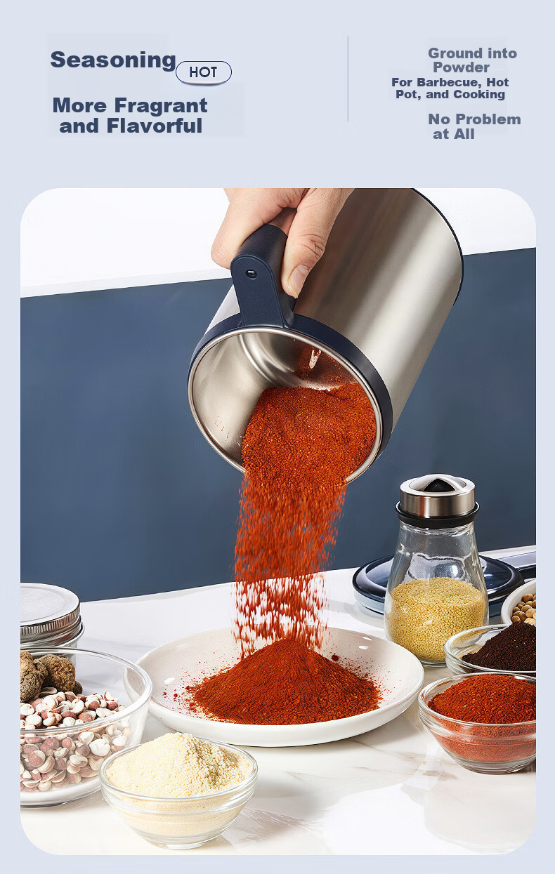 Deming Household Grinder Ultra-Fine Herbal Pulverizer Small Grain and Spice Mill Pepper Powder Grinder 10