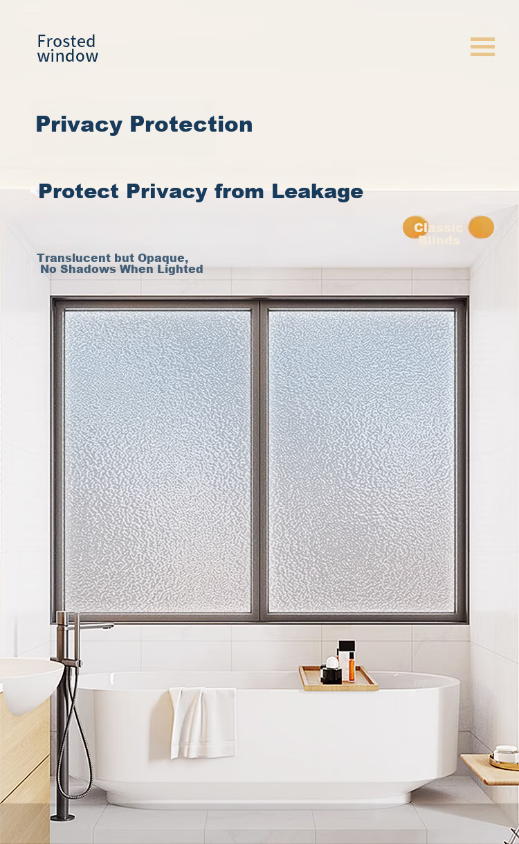 Jifudifu Anti-Static Frosted Glass Film 2m Kitchen and Bathroom Privacy Window Glass Door Sticker 1
