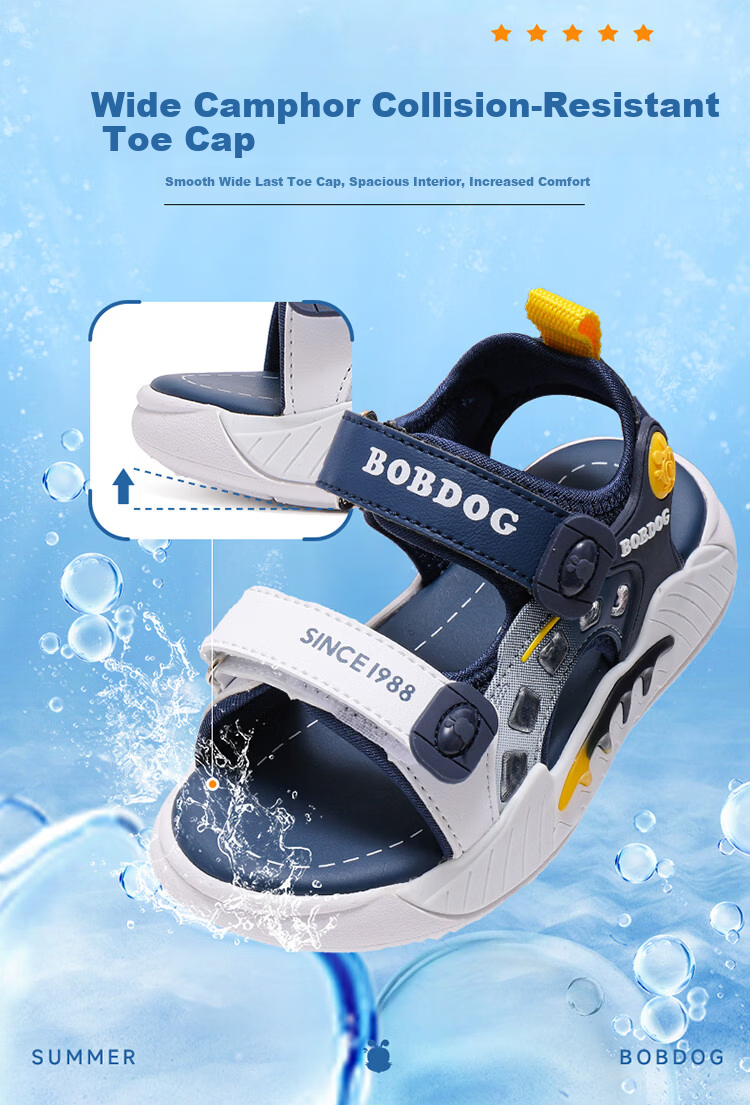 BOBDOG Kids Sandals Summer Boys Versatile Beach Shoes Children's Footwear 105542079 Navy Blue/White Size 27 5