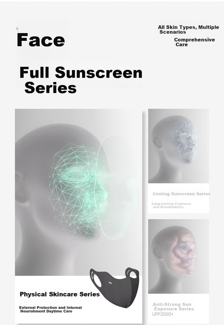 Beneunder Skin Barrier Protective Sunscreen Mask Face Shield Spring Summer Soothing Sensitive Skin Medical Breathable Anti-Dryness Deodorizing Blue 3