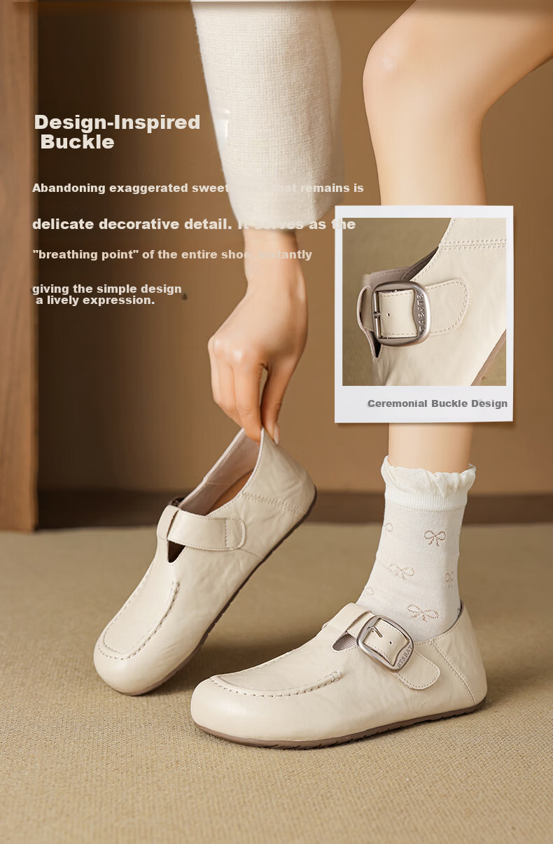 St&Sat Genuine Leather Loafers for Women, 2026 New Summer Style, Full-Coverage Retro Versatile Slip-On Soft-Soled Comfortable Commuter Birkenstock Shoes 6